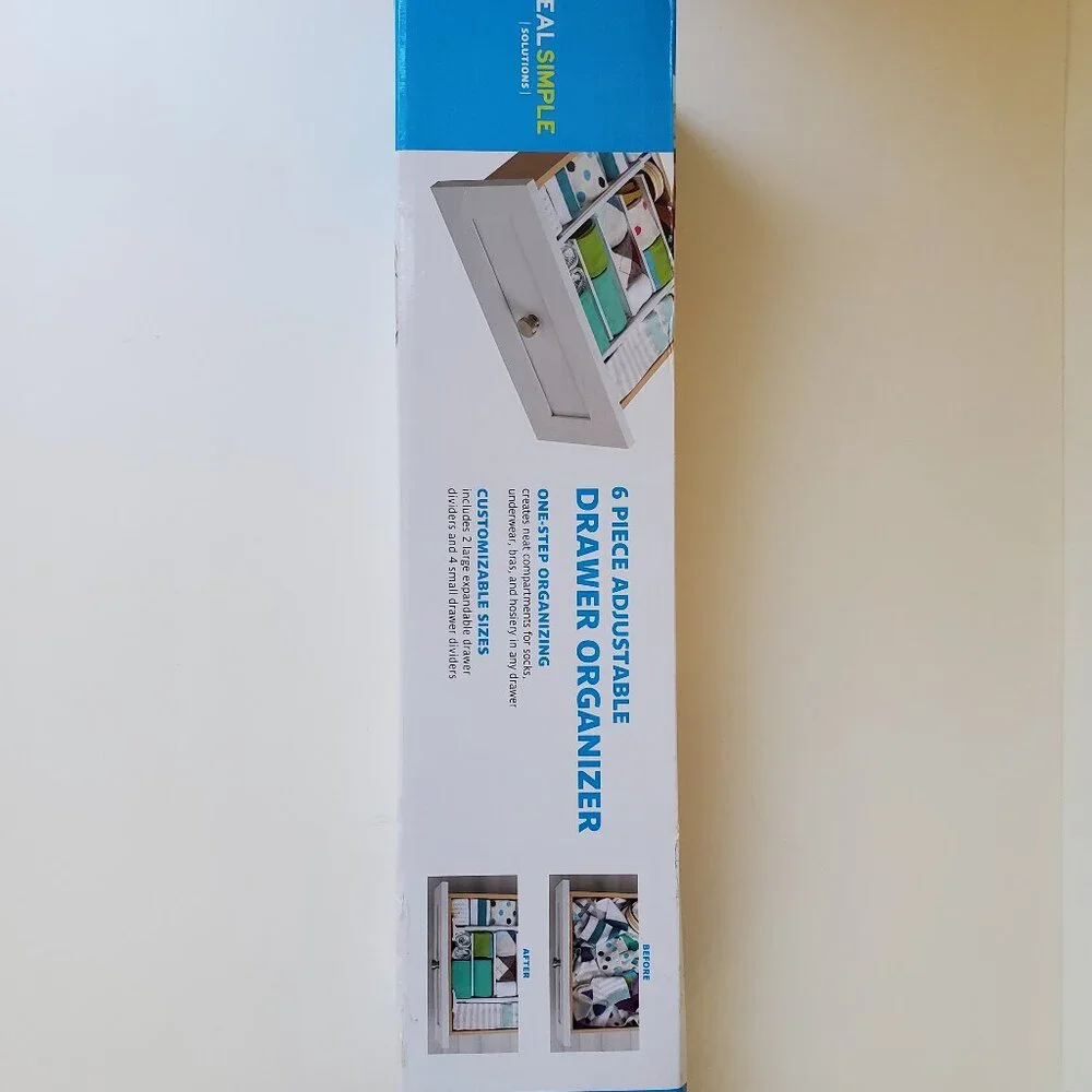 Real Simple 6-Piece Adjustable Drawer Organizer in Original Box